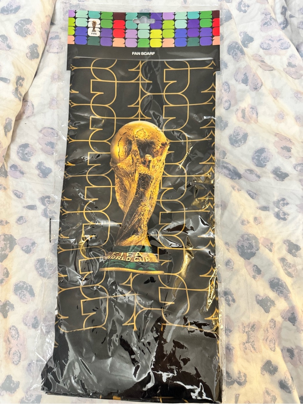 Black and Gold World Cup Trophy Wall Art Scarf